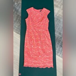 Vince Camuto Floral Lace Sheath Dress for Woman SIze 10 Coral Lined